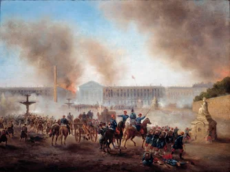 Comuna de Paris: "cenas de rimeutes na Place de la Concorde" Pintura de Gustave Boulanger (1824-1888) Sol. 0,49x0,64 m Paris, Musee Carnavalet.