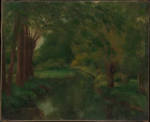 Um ribeiro numa clareira (possivelmente «Ribeiro, Vale de Fontcouverte; Estudo»)