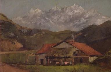 Uma cabana nas montanhas