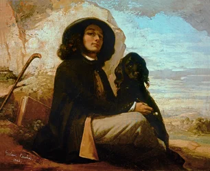 Courbet, autorretrato com cão preto