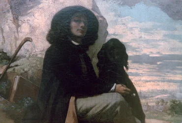 Courbet com o seu cão preto, 1842