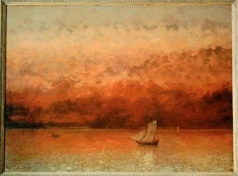 Lago de Genebra ao pôr do sol (óleo sobre tela)