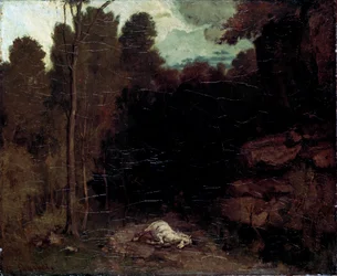 Paisagem com um cavalo morto, década de 1850.