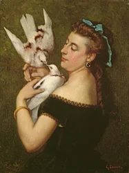 Mulher com pombos