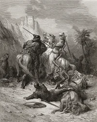 Florine da heroína de Borgonha, ilustração de "Bibliotheque des Croisades" por JF. Michaud, 1877