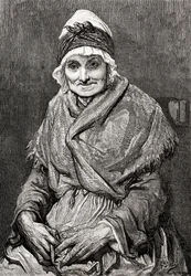 Segundo um desenho feito em 1880 por Gustave Dore da sua ama Françoise. De Life and Reminiscences of Gustave Dore, publicado em 1885.