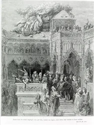 Todas as suas vidas foram empregadas não por leis, estatutos ou regras, mas segundo a sua vontade e vontade franca, depois de Gargântua (1534) por François Rabelais (1483 - 1553). Gravado por Gustave Dore (1832-1883).