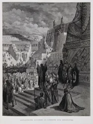 Artaxerxes concede a liberdade aos judeus na Pérsia, Ilustração da Bíblia de Dore