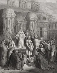 Ciro Restaurando os Vasos do Templo, ilustração da "Bíblia Sagrada" de Dore, gravada por Pannemaker, 1866