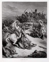 Morte do rei Saul de Israel, ilustração da Bíblia de Dore