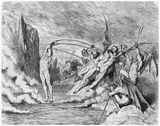 Diabos, ilustração de «A Divina Comédia» (Inferno) de Dante Alighieri (1265-1321), Paris, publicado em 1885