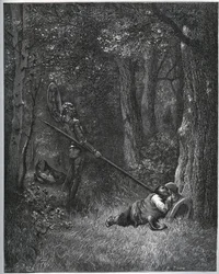 Dom Quixote despertando Sancho Pança - de “Don Quixote de la Mancha” de Miguel Cervantes