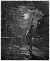 Dom Quixote de Miguel de Cervantes (1547-1616) ilustrado por Gustave Dore (1832-1883) - Gravura no "The Illustrous Journal