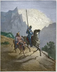 Dom Quixote com Sancho Panza - Dom Quixote de la Mancha "de Miguel Cervantes