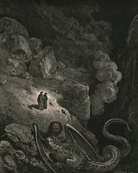 A partir daí, apareceu uma imagem vil de fraude, c1890.