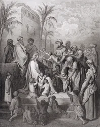 Jesus Abençoando as Crianças, gravado por Stephane Pannemaker (1847-1930) c.1868