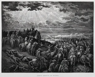 Josué faz o sol parar, Ilustração da Bíblia de Dore