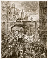Ludgate Hill, de &39;London, a Pilgrimage&39;, escrito por William Blanchard Jerrold (1826-94) pub. 1872