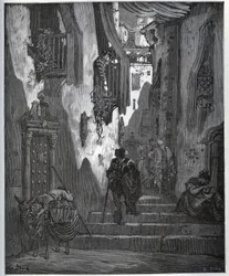 Luscinde envia um bilhete para Cardenio - de "Dom Quixote de la Mancha" de Miguel Cervantes (1547-1616) (Dom Quixote) - Lenhador após sorteio de Gustave Dore