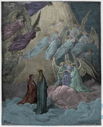 Paraíso, canto 21: as almas luminosas cantam, ilustração da «Divina Comédia» de Dante Alighieri, 1885