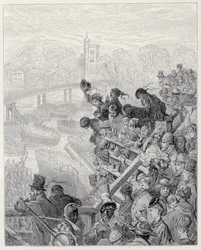 Ponte de Putney - o retorno, de "Londres, uma peregrinação", escrito por William Blanchard Jerrold (1826-84), gravado por Henri-Theophile Hildibrand (1824-97), pub. 1872