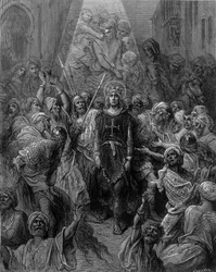 São Luís feito prisioneiro em Mansoura, durante a 7ª cruzada em 1250 - gravura de Gustave Doré