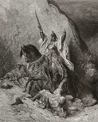 Saladin Yusuf (d.1173) Sultão durante a segunda cruzada, ilustração de "Bibliotheque des Croisades" por JF. Michaud, 1877
