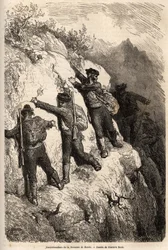Contrabandistas da Serrania de Ronda. Desenho de Gustave Dore (1832-1883), para ilustrar a sua viagem à Espanha em 1862, com Ch. Davillier. Gravura em "Le tour du monde", editado por Edouard Charton