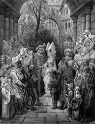 Os noivos que entram no salão, cena de &39;The Rime of the Ancient Mariner&39; por ST Coleridge, publicado pela Harper und Brothers, Nova York, 1876 (gravura em madeira)