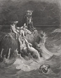 O dilúvio, ilustração de «A Bíblia Sagrada» de Doré, gravada por Pannemaker, 1866