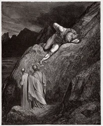 A Divina Comédia (La Divina Commedia, La Divine Comédie), Inferno, Canto 12: O Minotauro no penhasco destroçado - de Dante Alighieri (1265-1321) - Ilustração de Gustave Doré (1832-1883)