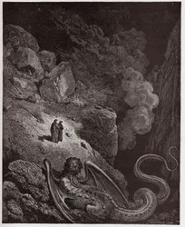 A Divina Comédia, Inferno, Canto 17: Gerião, símbolo do engano - de Dante Alighieri (1265-1321) - Ilustração de Gustave Doré (1832-1883)