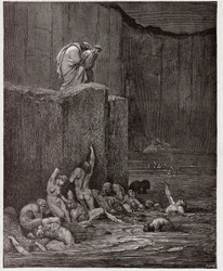 A Divina Comédia, Inferno, Canto 18: Sedutores e aduladores no oitavo círculo - de Dante Alighieri (1265-1321) - Ilustração de Gustave Doré (1832-1883)