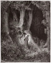 A Divina Comédia (La Divina Commedia, La Divine Comédie), Inferno, canto 1: Dante na selva selvagem - de Dante Alighieri (1265-1321) - Ilustração de Gustave Doré (1832-1883)