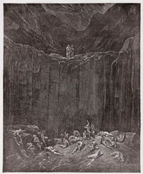 A Divina Comédia, Inferno, Canto 29: Os falsários atormentados no vale - de Dante Alighieri (1265-1321) - Ilustração de Gustave Doré (1832-1883)
