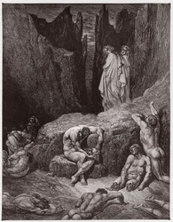 A Divina Comédia, Inferno, Canto 29: Virgílio repreende a curiosidade de Dante - de Dante Alighieri (1265-1321) - ilustração de Gustave Doré (1832-1883)