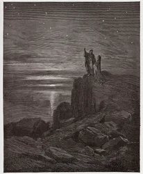 A Divina Comédia (La Divina Commedia, La Divina Comédia), Inferno, Canto 34: Os poetas emergem do inferno - por Dante Alighieri (1265-1321) - Ilustração de Gustave Dore (1832-1883)