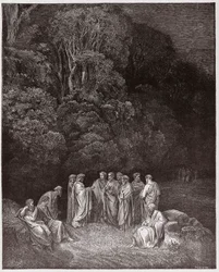 A Divina Comédia, Inferno, Canto 4: Homero, os poetas e os heróis no Limbo - de Dante Alighieri (1265-1321) - Ilustração de Gustave Doré (1832-1883)