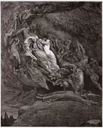 A Divina Comédia, Inferno, Canto 5: Francesca descreve a sua morte - de Dante Alighieri (1265-1321) - Ilustração de Gustave Doré (1832-1883)