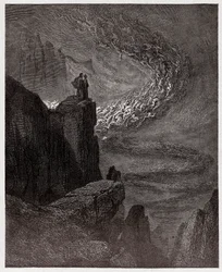 A Divina Comédia (La Divina Commedia, La Divine Comédie), Inferno, canto 5: Minos julga as transgressões e envia as almas - de Dante Alighieri (1265-1321) - Ilustração de Gustave Doré (1832-1883)