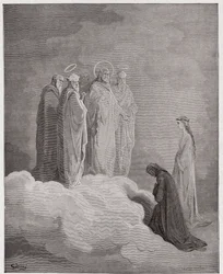 A Divina Comédia (La Divina Commedia, La Divina Comediante), Paradiso, Canto 26: São João examina Dante sobre o amor - por Dante Alighieri (1265-1321) - Ilustração de Gustave Dore (1832-1883)