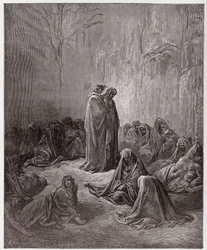 A Divina Comédia, Purgatorio, Canto 13: As almas dos invejosos - de Dante Alighieri (1265-1321) - Ilustração de Gustave Doré (1832-1883)