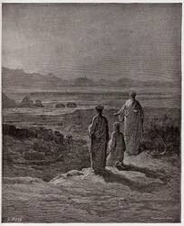 A Divina Comédia (La Divina Commedia, La Divina Comedie), Purgatorio, Canto 1: Dante ajoelha-se perante Statius - de Dante Alighieri (1265-1321) - Ilustração de Gustave Dore (1832-1883)