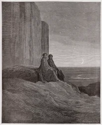 A Divina Comédia (La Divina Commedia, La Divina Comédia), Purgatorio, Canto 9: Crepúsculo - de Dante Alighieri (1265-1321) - Ilustração de Gustave Dore (1832-1883)