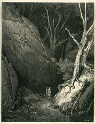 O Inferno de Dante Alighieri (a Divina Comédia) ilustrado por Gustave Dore. Edição francesa de 1861. "Allor si mosse, ed io gli tenni dietro. (Então ele começou, e eu segui-o)", canto 1 v.136.