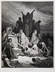 A peste ataca Jerusalém, ilustração da Bíblia de Dore