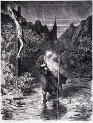 O judeu errante que passa perto de um Calvário - em "A lenda do judeu errante" de Gustave Doré, Livraria da Loja Pitoresca
