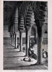 Vista do grande pátio do Alcazar em Sevilha - por Doré, em "Tour du Monde", 2º semestre. 1866.