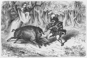 Violette e Pooh, ilustração para &39;Pooh&39; de &39;Os novos contos de taxas&39; por Comtesse de Segur (1799-1874)