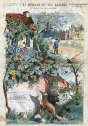 A raposa e as uvas. Fábulas de Jean de La Fontaine (1621-95). Ilustração de Gustave Fraipont (1849 -1923). Colecção privada.